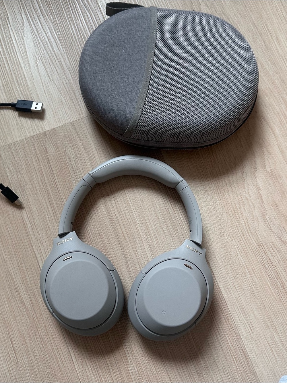 Sony XM4 Headphones in Light Gray